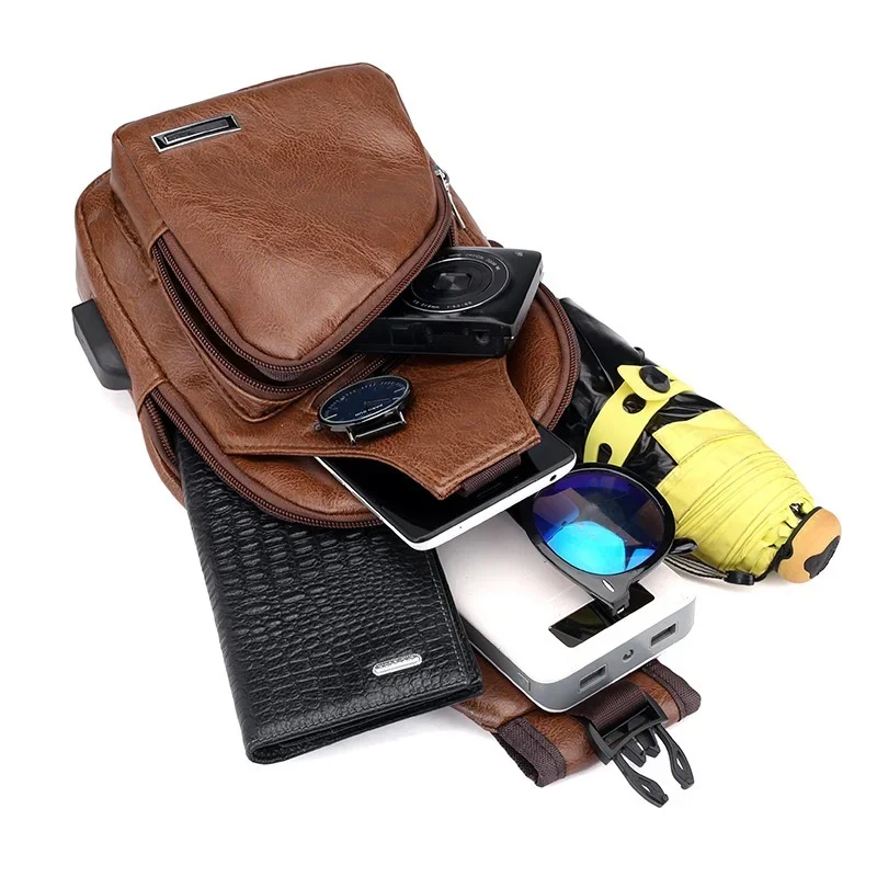 Chest Pack Men Sport PU Leather Belt Bag Fashion Trend Waterproof Shoulder Bag Waist Bags Street Pack Phone Crossbody Bags