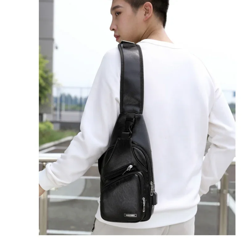 Chest Pack Men Sport PU Leather Belt Bag Fashion Trend Waterproof Shoulder Bag Waist Bags Street Pack Phone Crossbody Bags