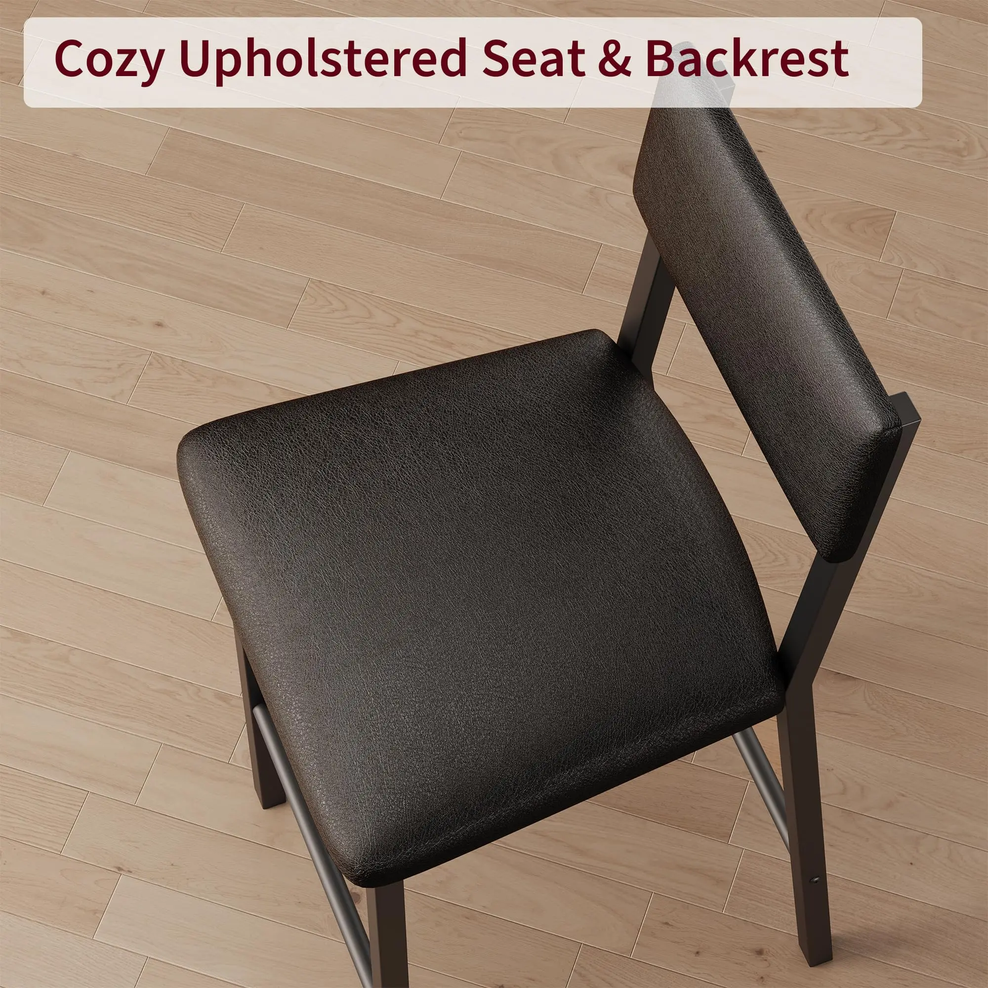 Bar Stools Set of 4, Kitchen Barstools with Thick Cushion, 25 in Counter Height Bar Stools with Backrest and Footrest