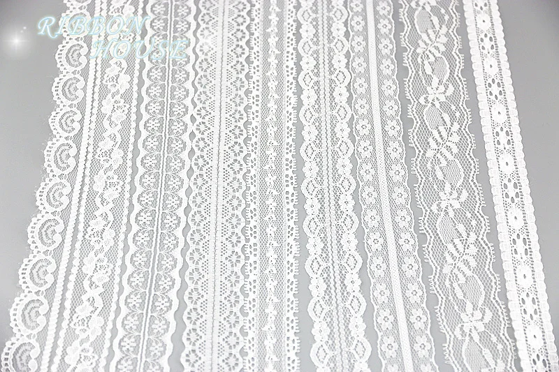 (5 Yards/Roll) White Lace Fabric Webbing Decoration Packing Material Roll Wholesale