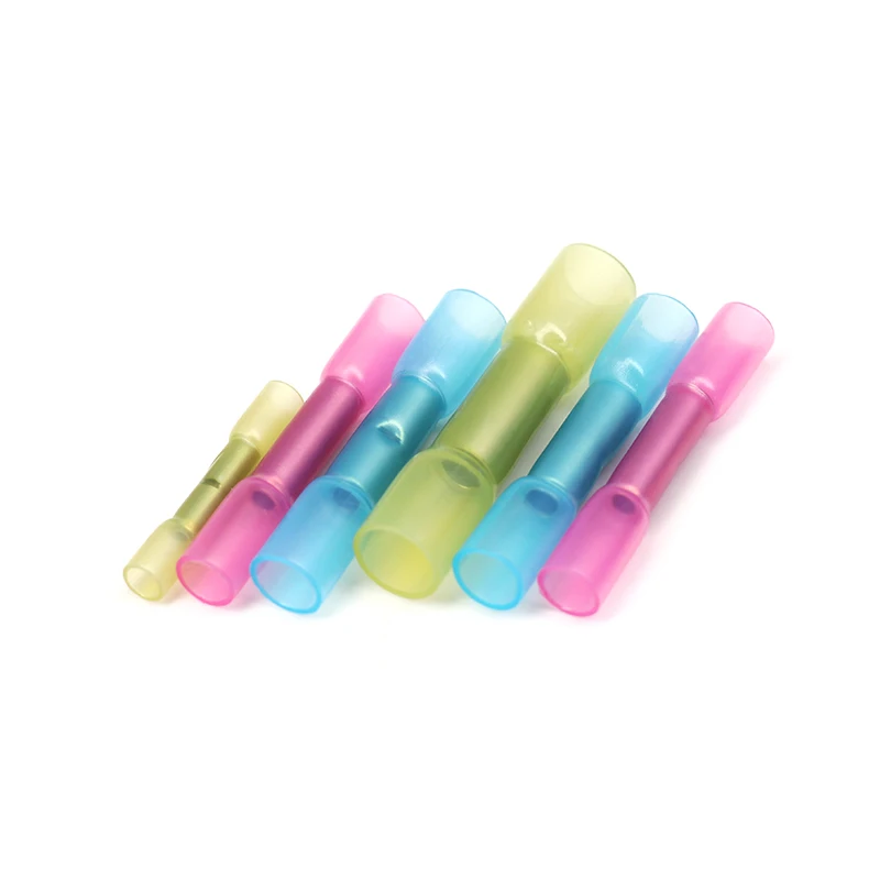10/100Pcs Heat Shrinkable Cable Terminal Tube BHT0.5 BHT1.25 BHT2 BHT5 AWG22-10 Waterproof Butt Crimp Copper Insulated Connector