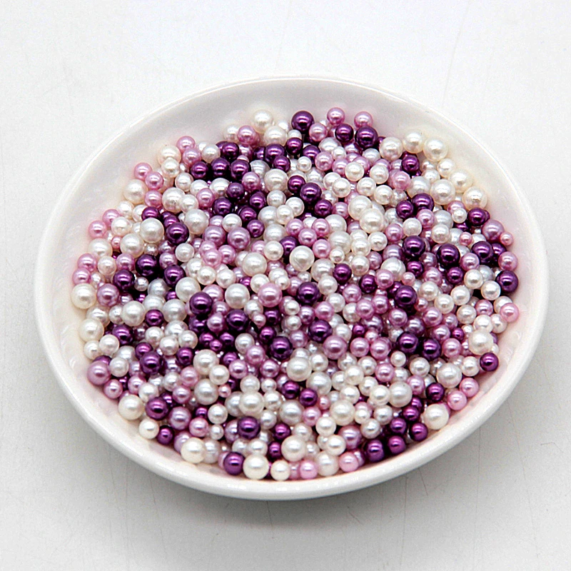 3/4/5mm Mixed ABS Round Imitation Pearls Loose Beads No Hole for DIY Garment Clothing Shoes Beads Accessories Supplies 10g