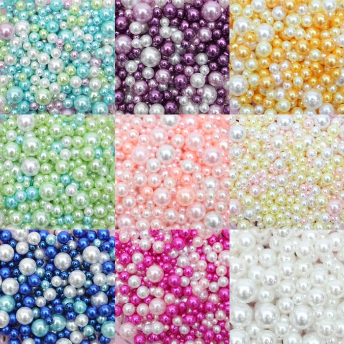 3/4/5mm Mixed ABS Round Imitation Pearls Loose Beads No Hole for DIY Garment Clothing Shoes Beads Accessories Supplies 10g