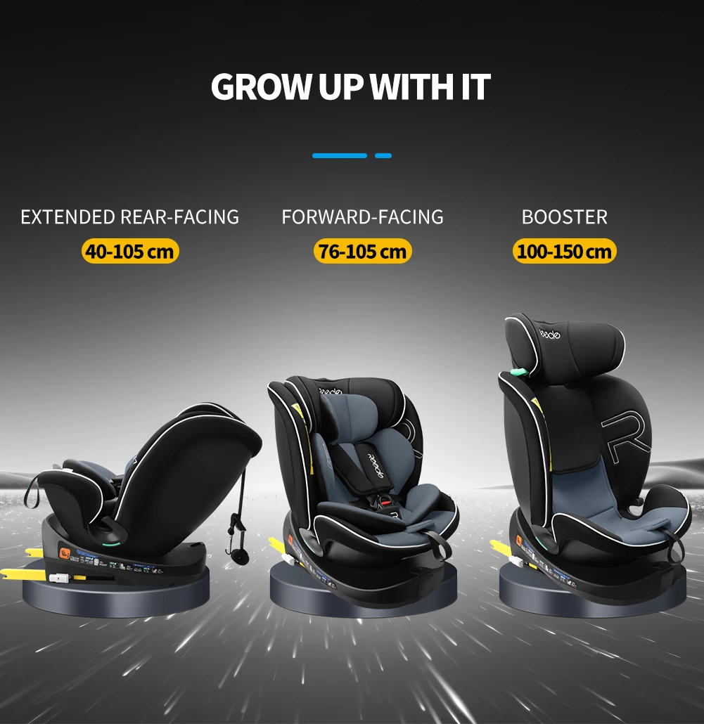 Reecle I-Size 360 Swivel Baby Car Seat, 40-150cm (0-12 Years), Compatible with ISOFIX