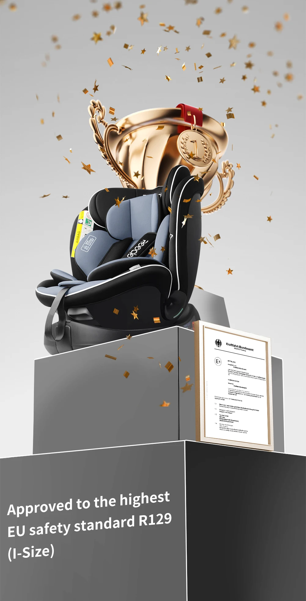 Reecle I-Size 360 Swivel Baby Car Seat, 40-150cm (0-12 Years), Compatible with ISOFIX
