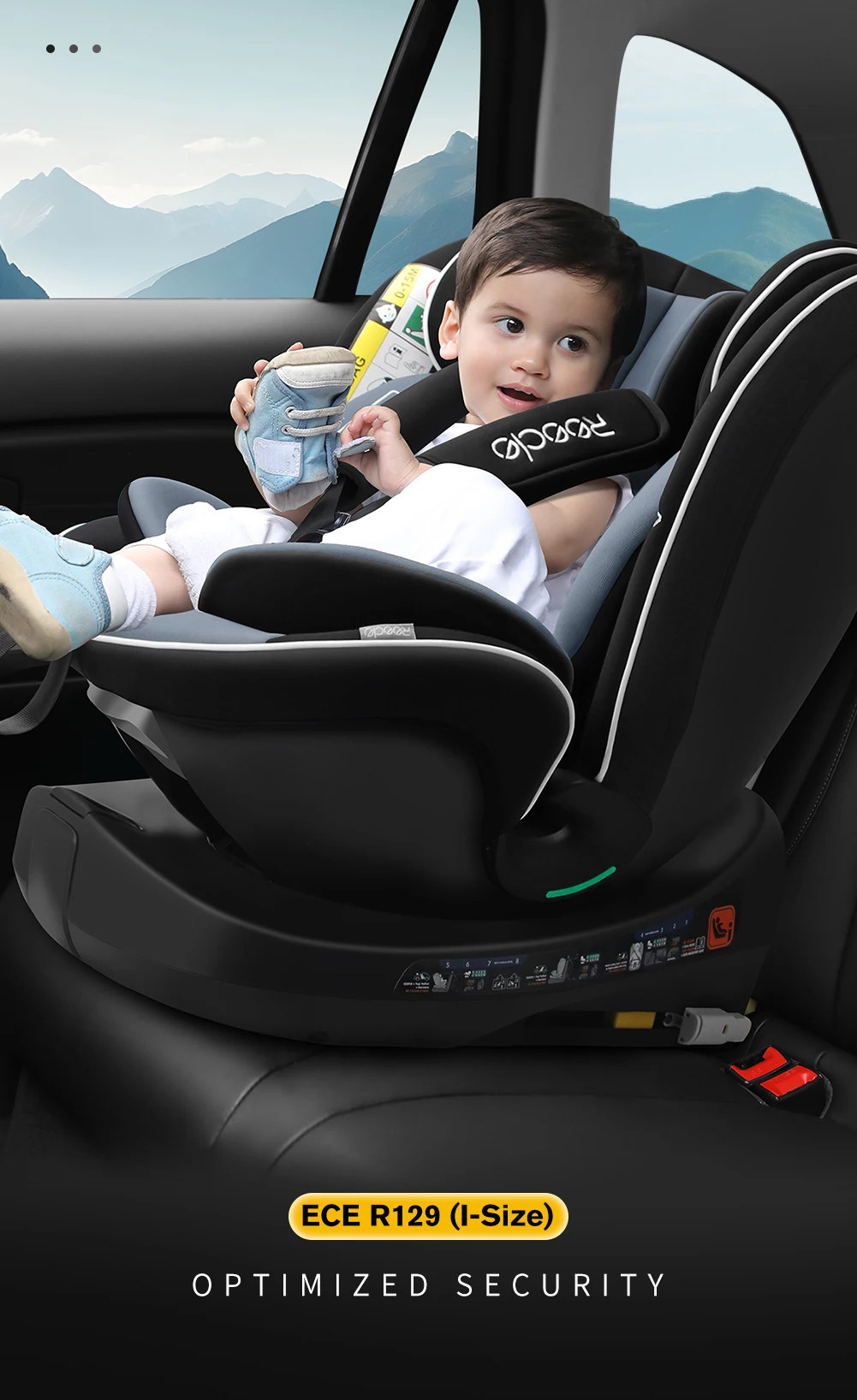 Reecle I-Size 360 Swivel Baby Car Seat, 40-150cm (0-12 Years), Compatible with ISOFIX