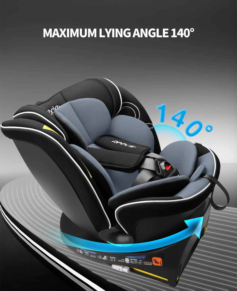 Reecle I-Size 360 Swivel Baby Car Seat, 40-150cm (0-12 Years), Compatible with ISOFIX