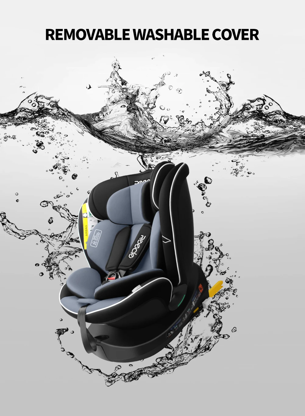 Reecle I-Size 360 Swivel Baby Car Seat, 40-150cm (0-12 Years), Compatible with ISOFIX