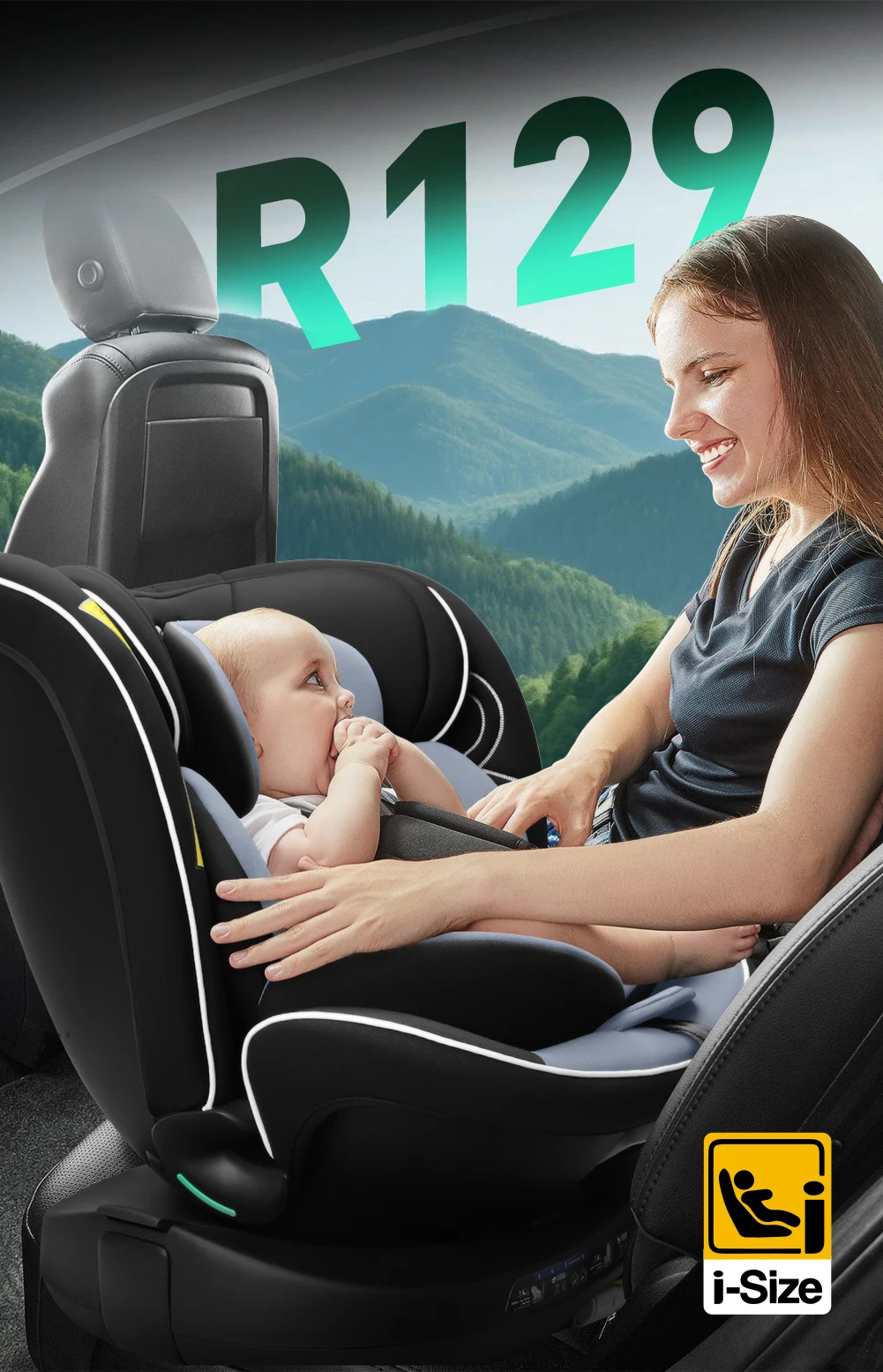 Reecle I-Size 360 Swivel Baby Car Seat, 40-150cm (0-12 Years), Compatible with ISOFIX