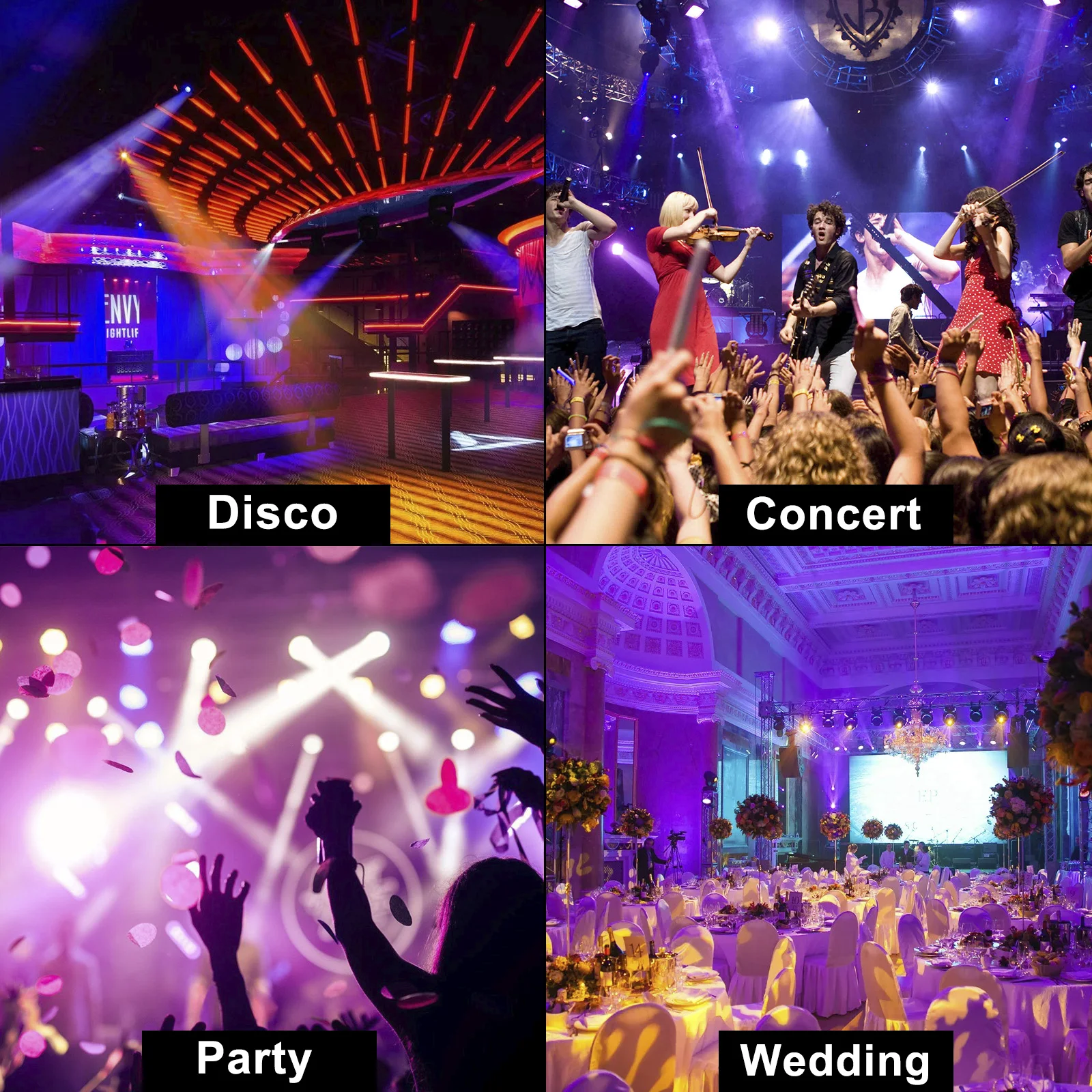 200W Moving Head 12 LED Rotating Beam Stage Light RGBW DJ Disco Party DMX