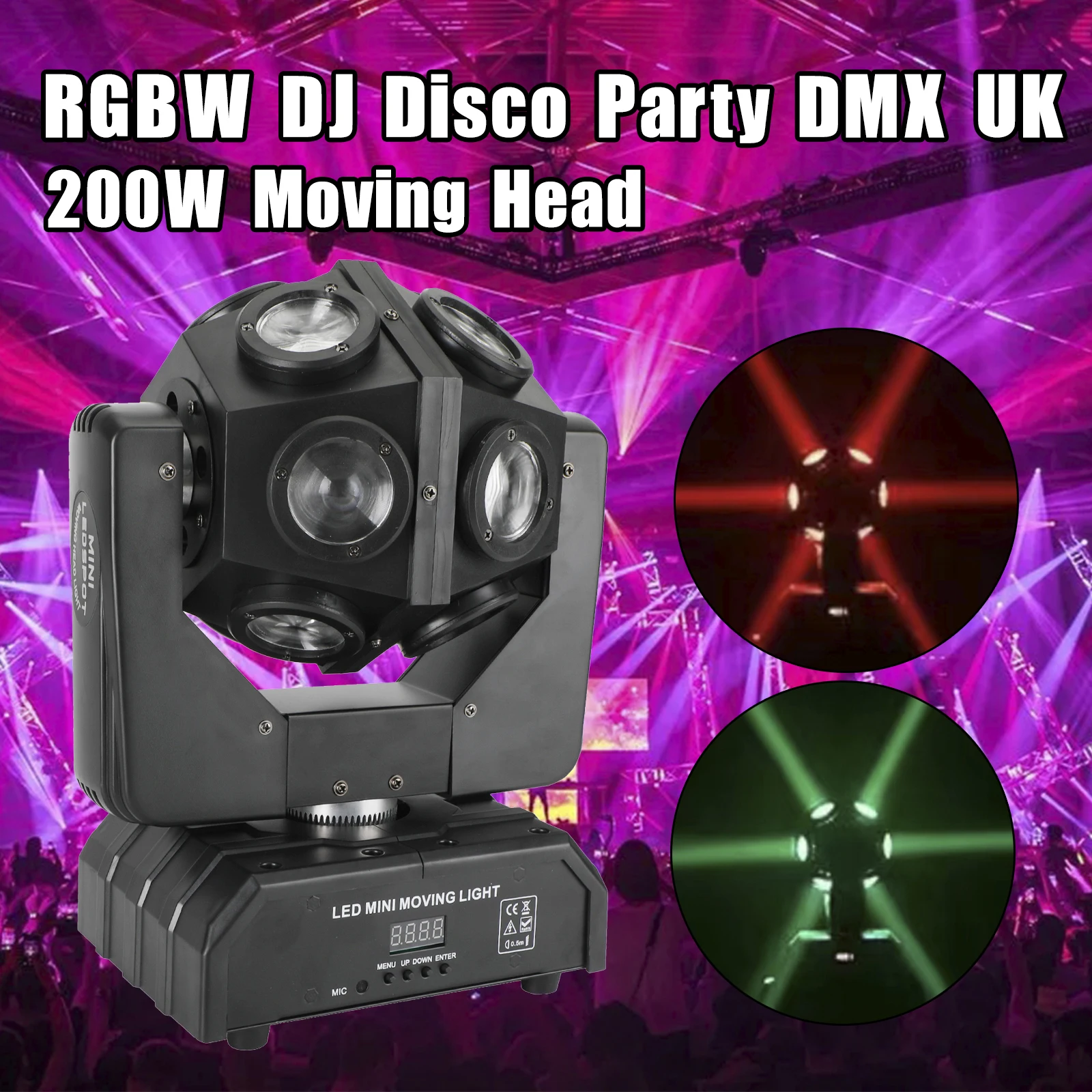 200W Moving Head 12 LED Rotating Beam Stage Light RGBW DJ Disco Party DMX