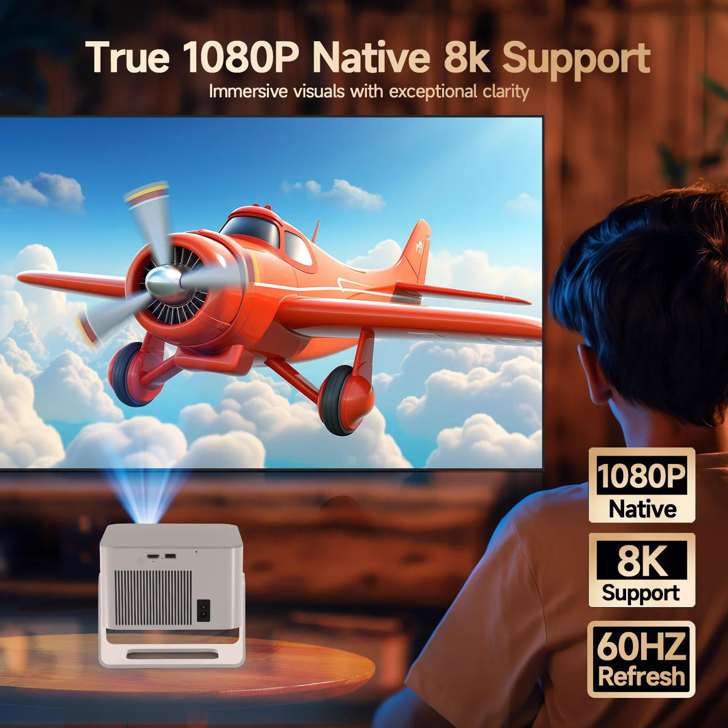 Magcubic HY350Max 900ANSI Android 14 Auto Focus Projector Support 8K Native 1080P with Wifi6 BT5.4 16G Allwinner H726 Portable