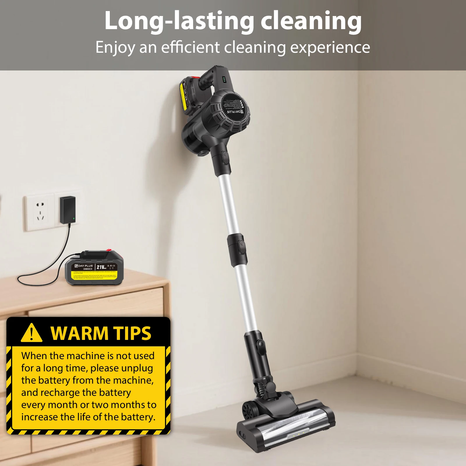BRIEFNESS Cordless Vacuum 6 in 1, 130K RPM 45KPA for Carpet and Floor, 30/60 Min Runtime, LED Display, 2 Battery for Pet Hair