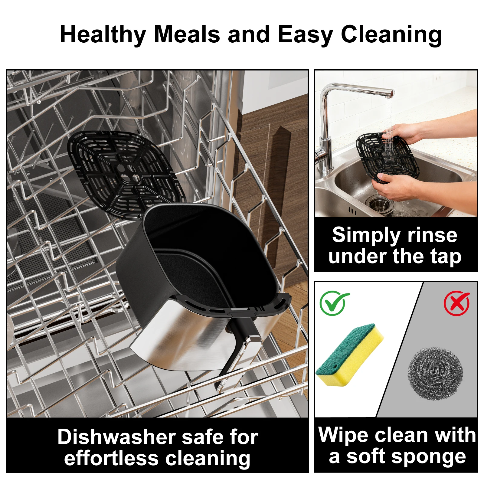 SUPERLEX 5.5L Digital Air Fryer 1450W Oil Free Air Fryer, Touch Screen Multiple Preset Programmes, Adjustable Time & Temperature, Non-Stick Dishwasher Safe Basket for Healthy Home Cooking