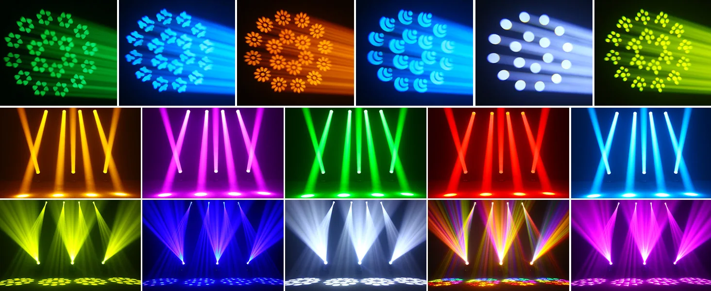 LeLeght 2Pcs 200W Moving Head 18-Facet Prism Stage Light 14CH DMX512 With Sound Activated for Parties Wedding Church Live Show