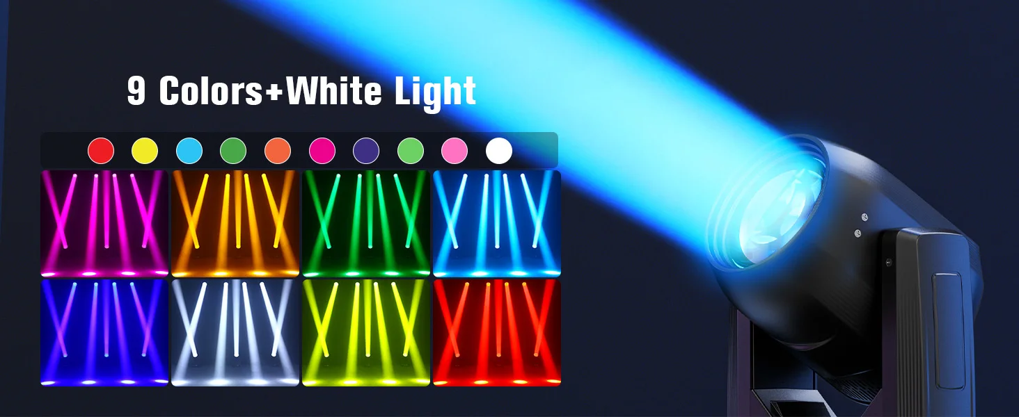LeLeght 2Pcs 200W Moving Head 18-Facet Prism Stage Light 14CH DMX512 With Sound Activated for Parties Wedding Church Live Show