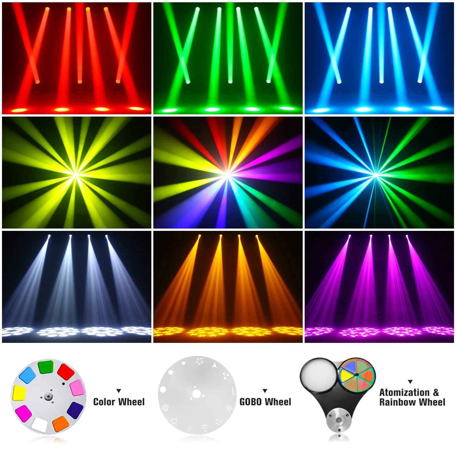 LeLeght 2Pcs 200W Moving Head 18-Facet Prism Stage Light 14CH DMX512 With Sound Activated for Parties Wedding Church Live Show