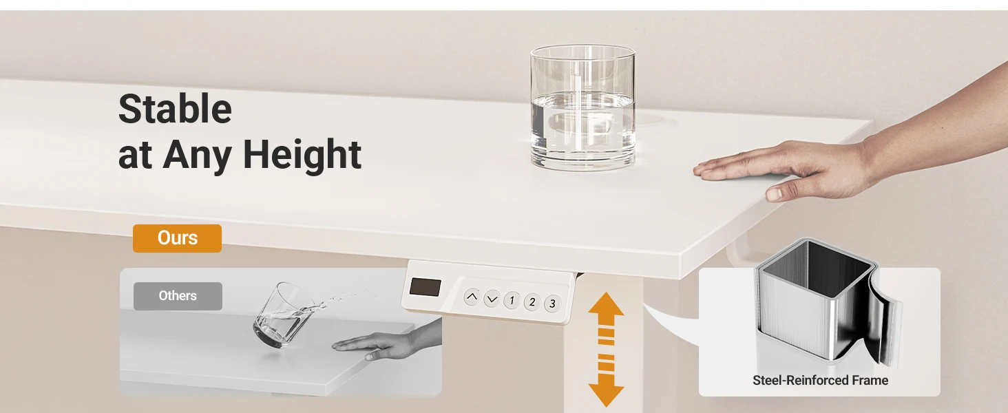 Seang Electric Standing Desk Adjustable Height, 120x60cm Sit Stand With Splice Board for Home Office Computer Workstation, White