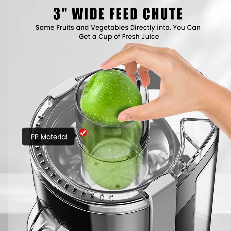 Sejoy Compact Fruits Juicer,Juice Extractor Machine Multiple Safety Features Operation Centrifugal Extractor Speed Adjustable