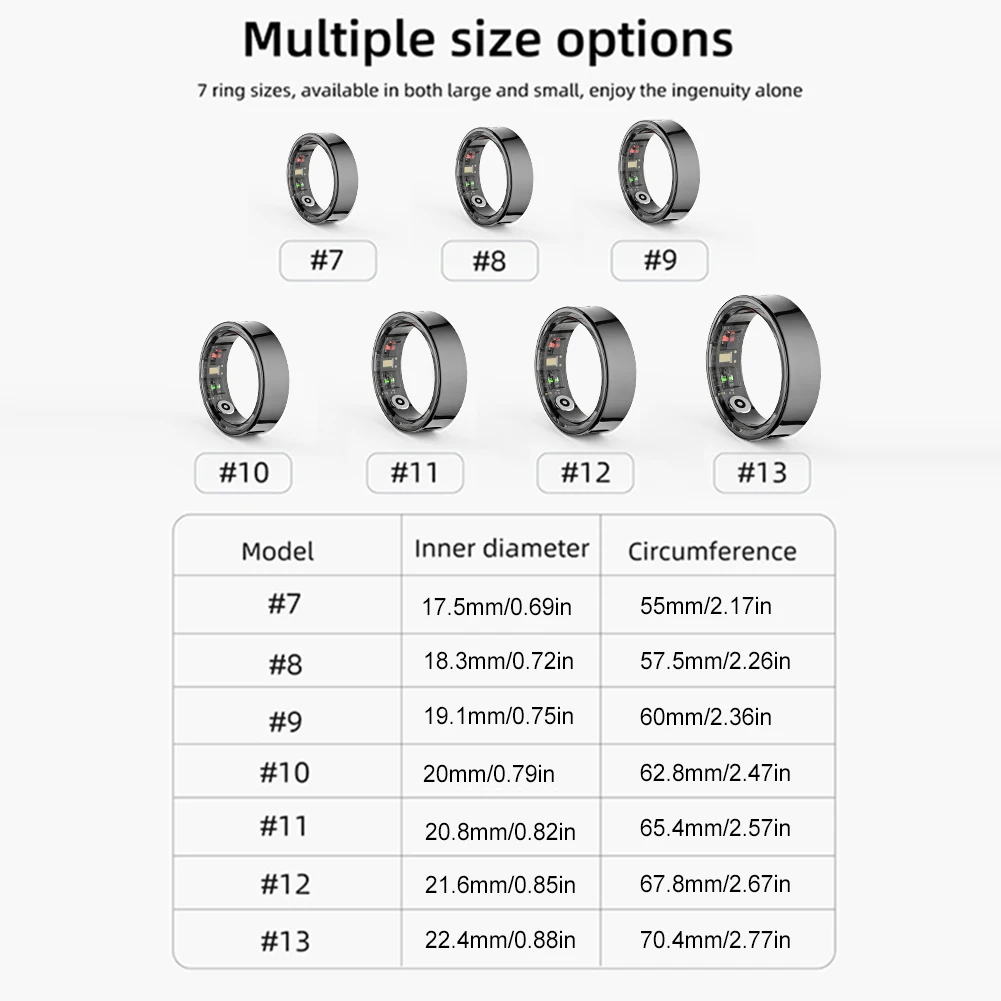 R09 Smart Ring Waterproof Health Fitness Rings Heart Rate Blood Oxygen Sleep Monitoring Fitness Tracker for Xiaomi Samsung Phone