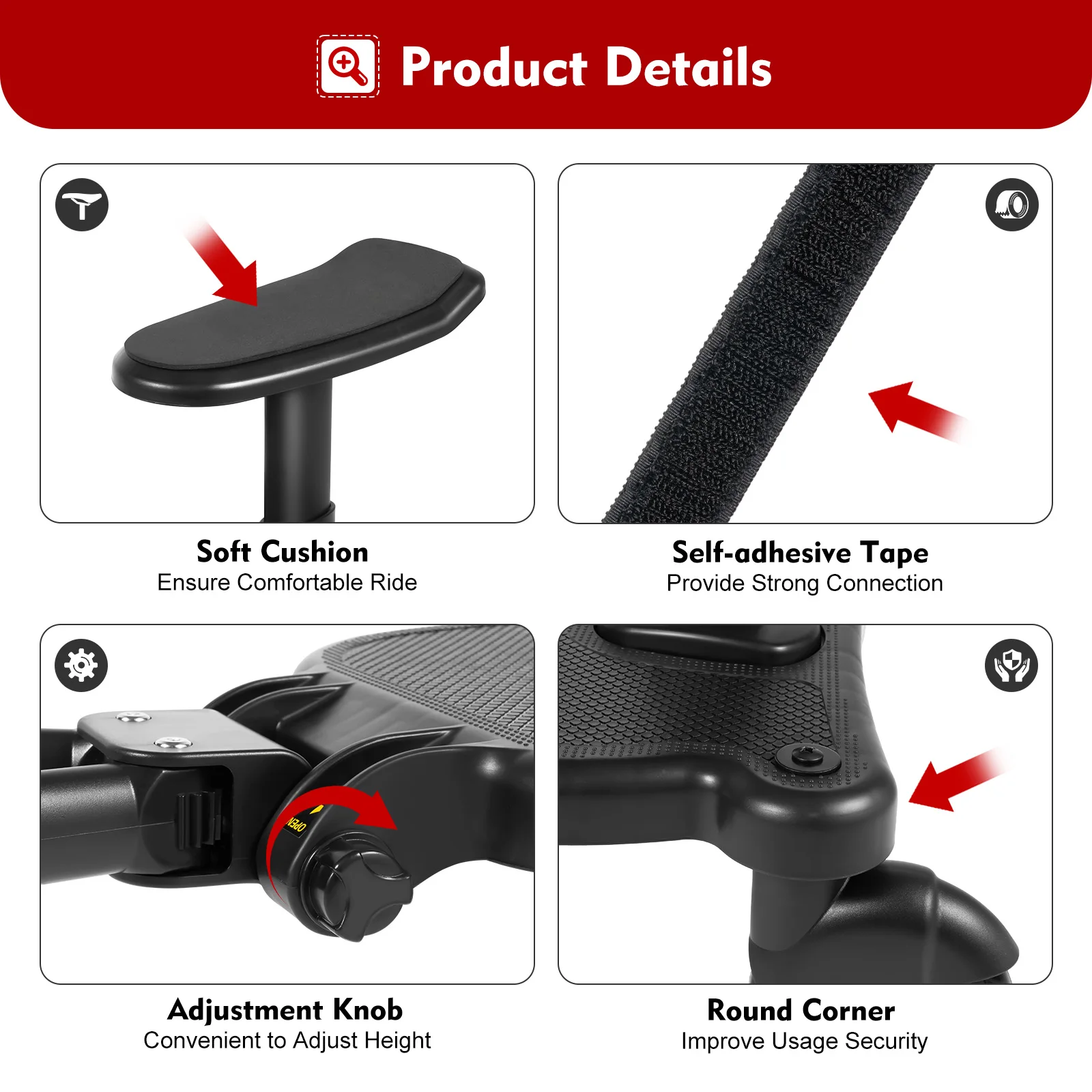 Universal Stroller Board 2 in 1 Removable Seat 55LBS Load PP PU EVA Adjustable Standing Sitting Kids 3-7