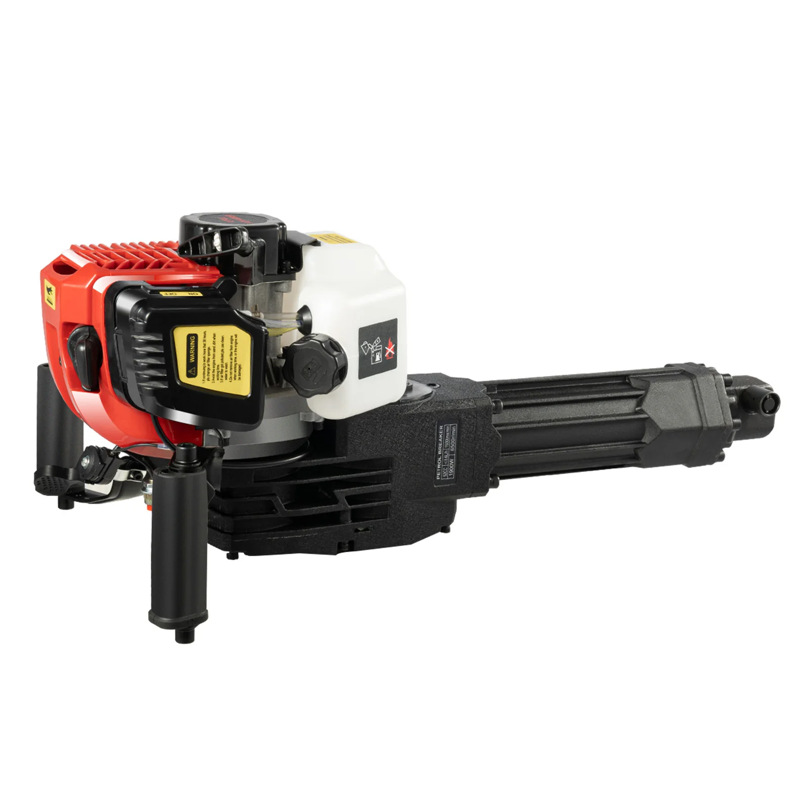 52CC 2-Stroke 1900W Demolition Jack Hammer 20-55J Impact Concrete Breaker Rock Drill with Point Flat Chisel