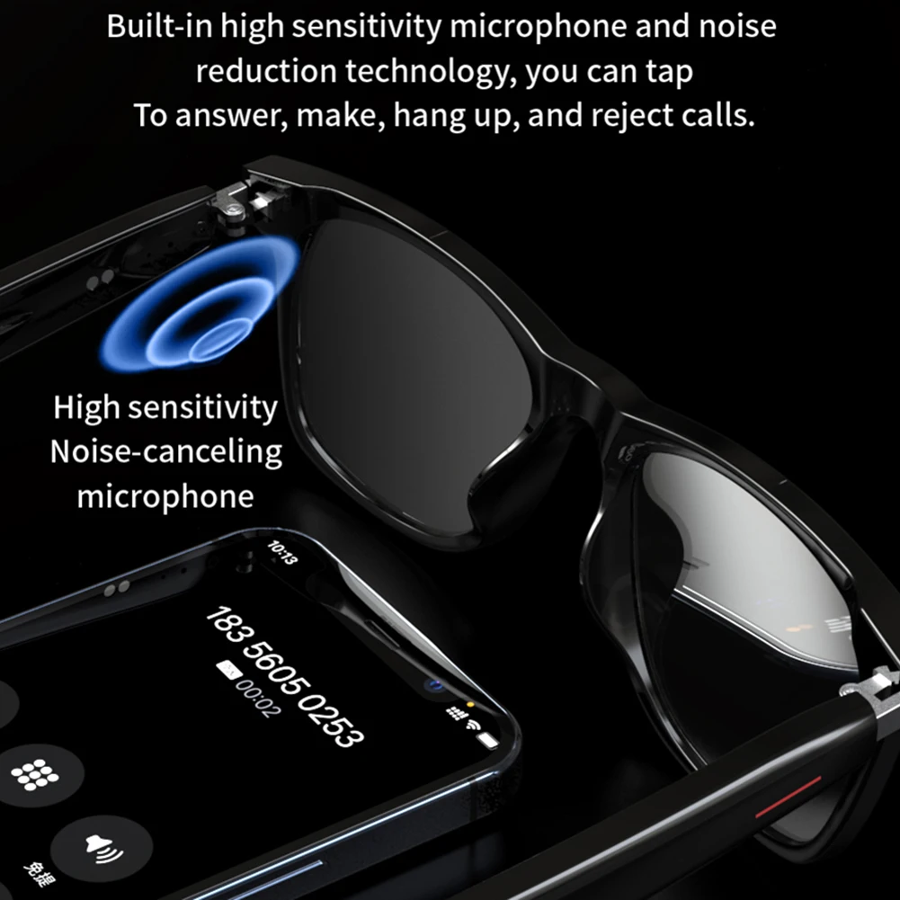 Smart Glasses AI Voice Assistant Camera Glasses BT Audio Glasses (Sunglasses)