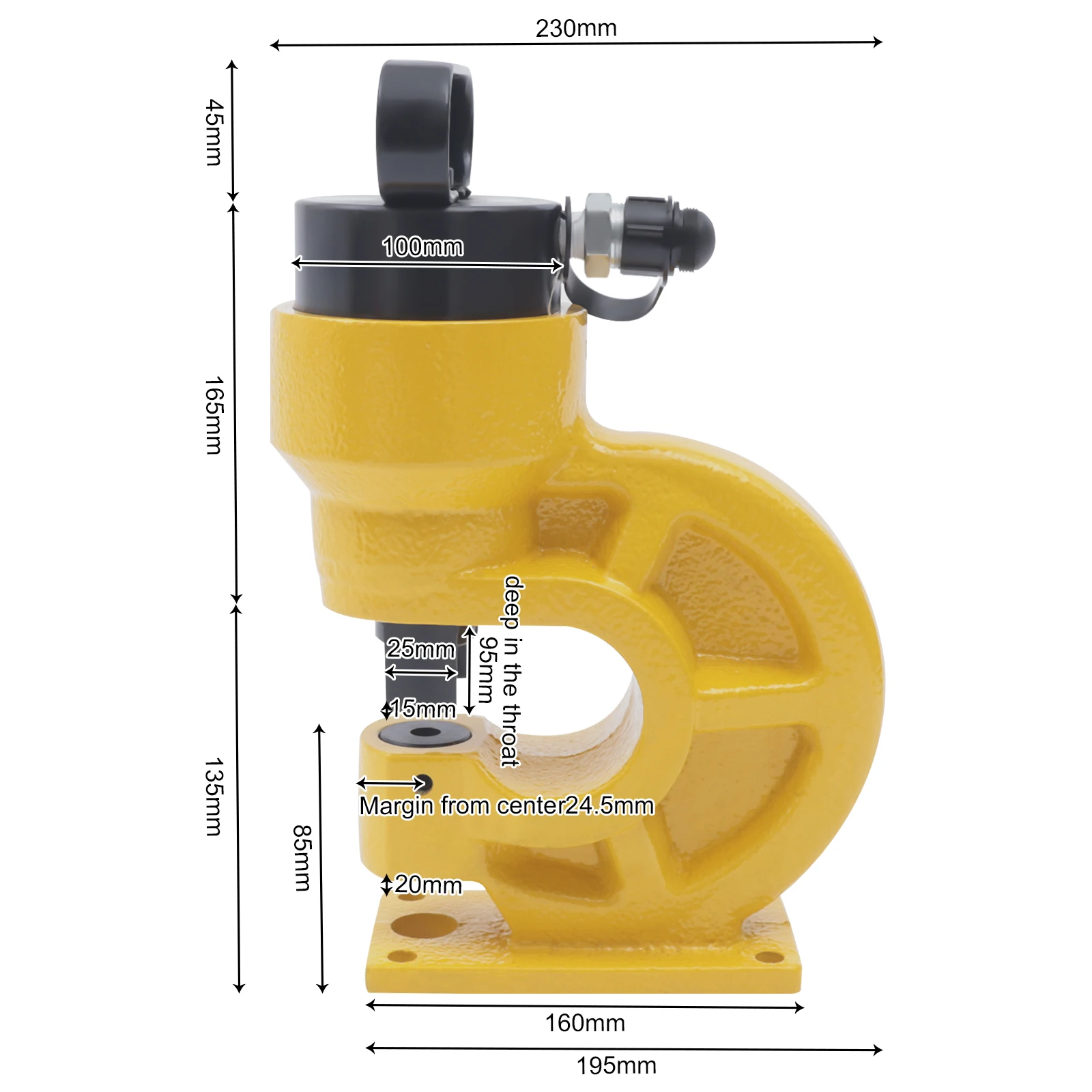 31T Hydraulic Punching Machine 95mm Throat Depth for Copper Iron Aluminum Steel, 4 Punching Dies Set, Portable Hole Puncher for Bus Bar Flat Iron, Heavy Duty Metal Punch Tool W/Padding Plate & Hex Wrench, Electrician DIY Equipment