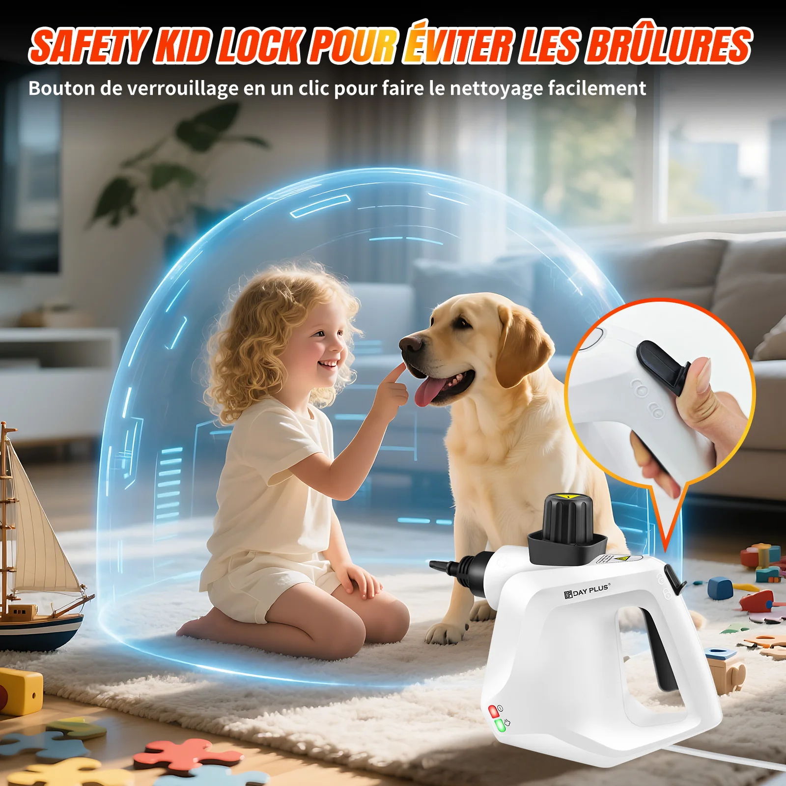 BRIEFNESS 3800W Portable High Pressure Steam Cleaner Machine, IPX4 Multi-Surface Steamer for Sofa, Tile, Carpet, Curtains