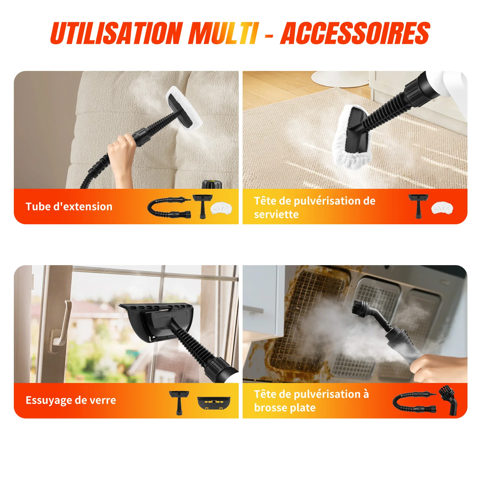 BRIEFNESS 3800W Portable High Pressure Steam Cleaner Machine, IPX4 Multi-Surface Steamer for Sofa, Tile, Carpet, Curtains