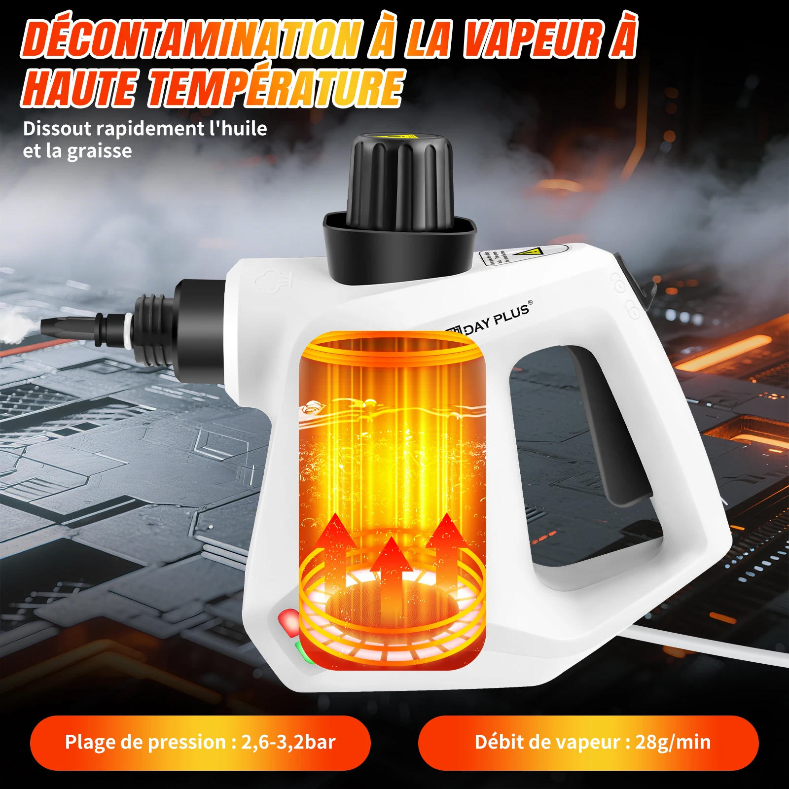 BRIEFNESS 3800W Portable High Pressure Steam Cleaner Machine, IPX4 Multi-Surface Steamer for Sofa, Tile, Carpet, Curtains