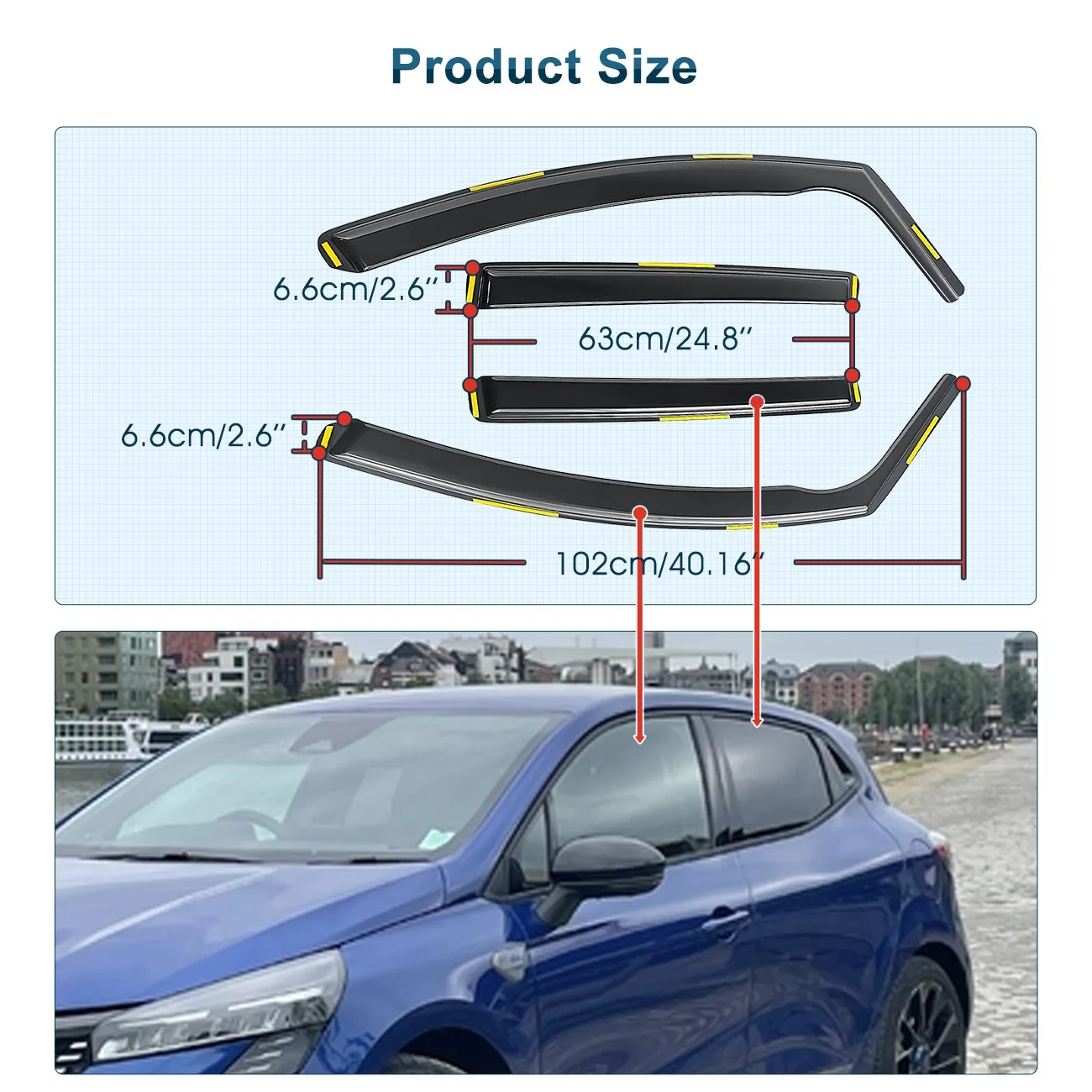 4pcs Wind Deflectors Tinted For Renault Clio MK4 2012-2019 5-Door Hatchback UK