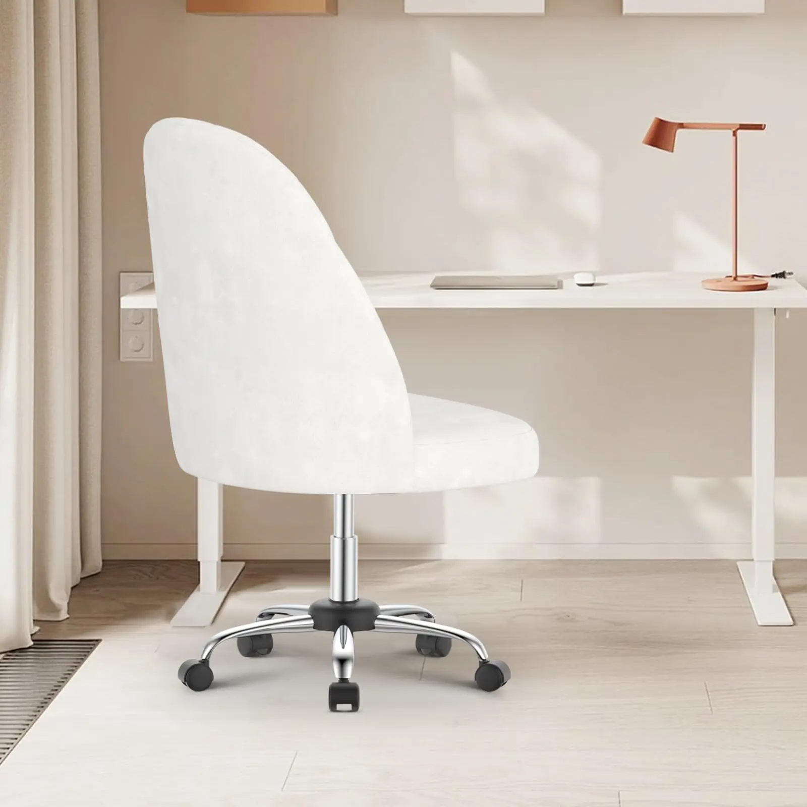 Small Swivel Makeup Vanity Chair Velvet Dressing Table Chairs Comfy Desk Chairs for Bedroom/Home Office Salon Study Stool
