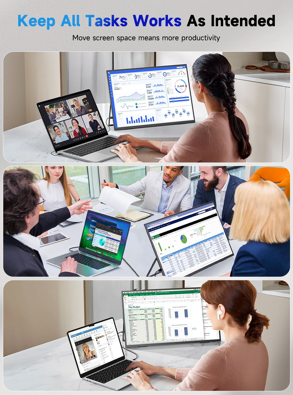 UPERFECT 23.8” 120Hz Portable Computer Monitor 1080P HDR FreeSync Mountable Gaming Display W/ 180° Adjustable Stand USB-C HDMI
