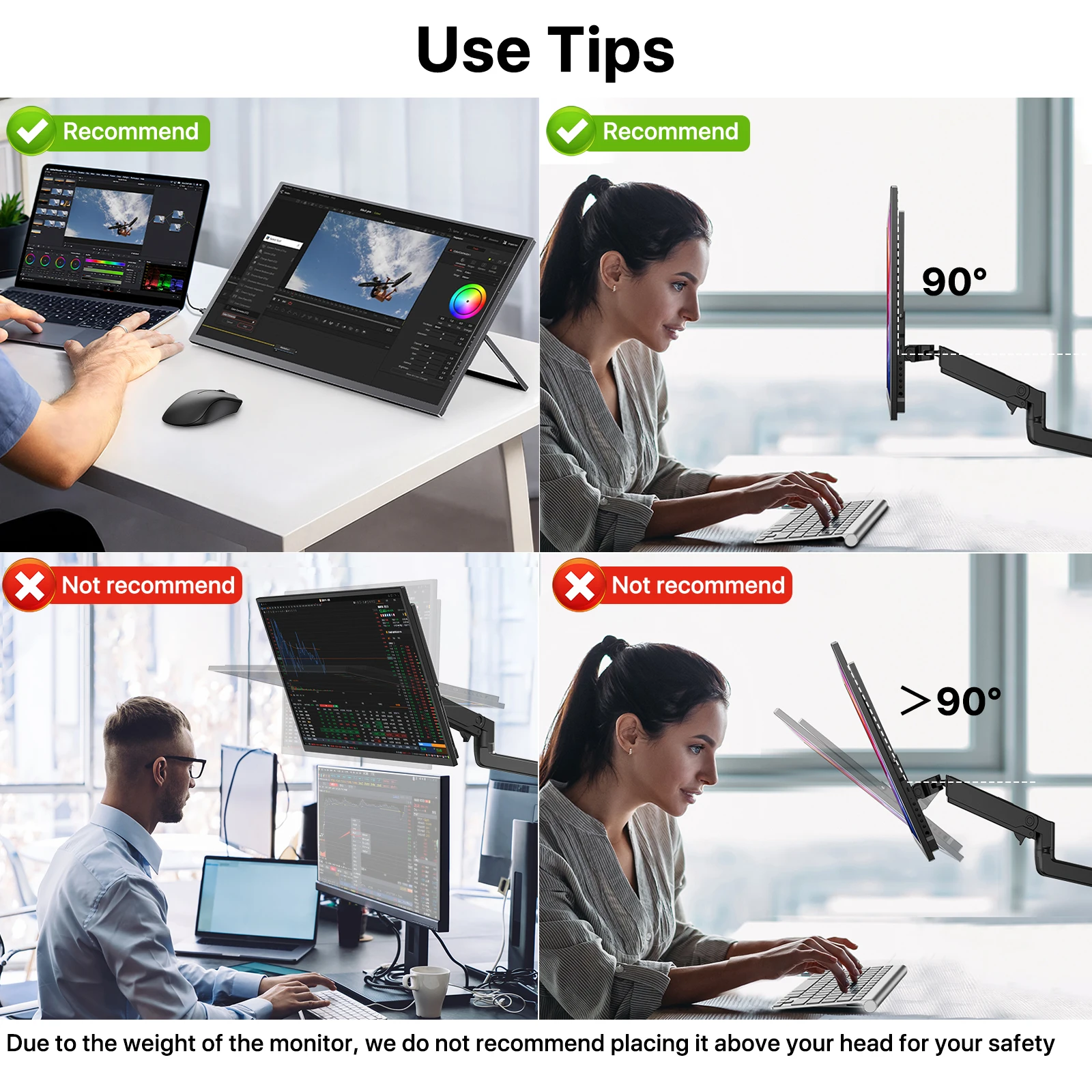 UPERFECT 23.8” 120Hz Portable Computer Monitor 1080P HDR FreeSync Mountable Gaming Display W/ 180° Adjustable Stand USB-C HDMI