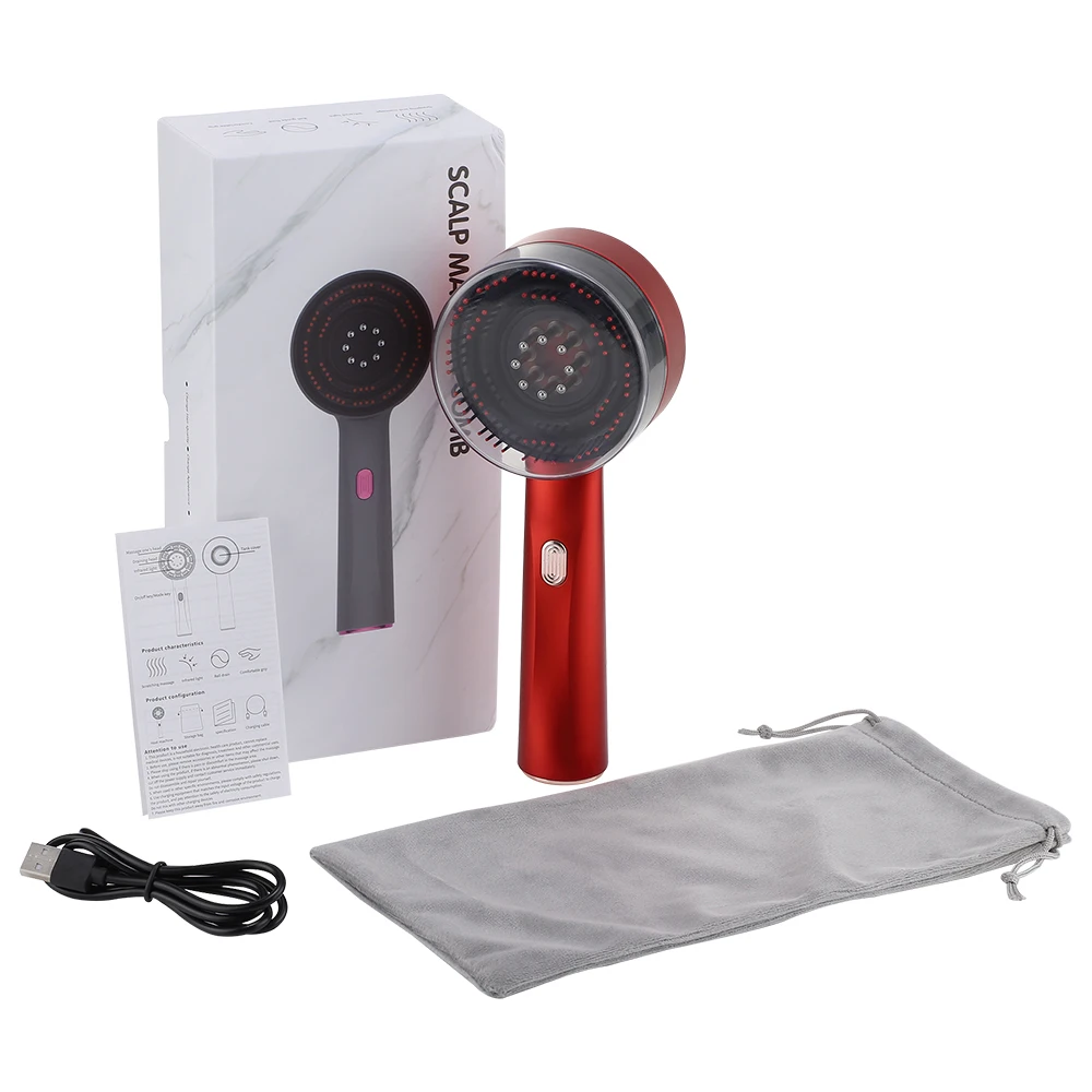 Electric Head Massage Comb Head Vibration Massager Portable Hair Follicle Comb Scalp Oil Liquid Applicator Hair Growth Anti Loss
