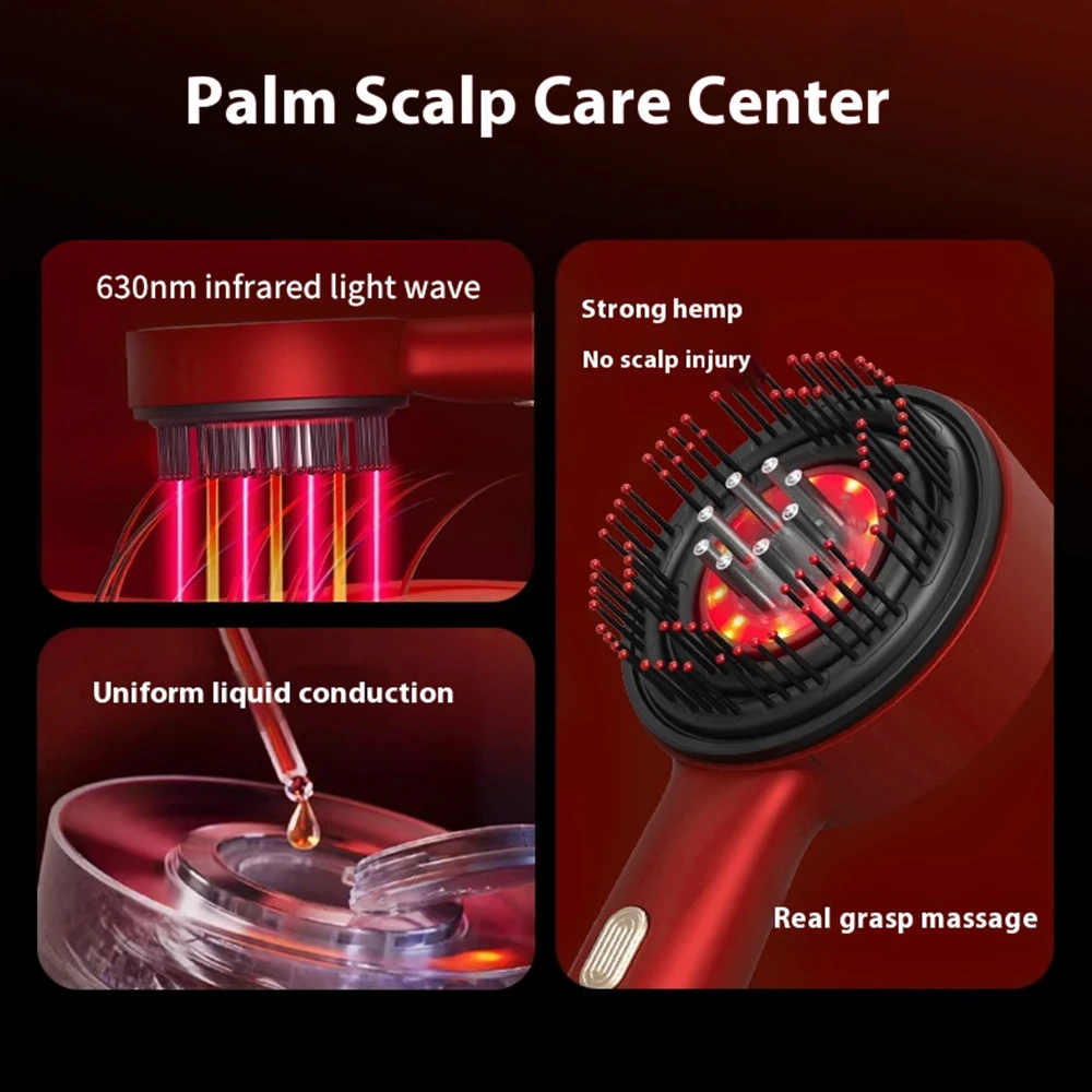 Electric Head Massage Comb Head Vibration Massager Portable Hair Follicle Comb Scalp Oil Liquid Applicator Hair Growth Anti Loss