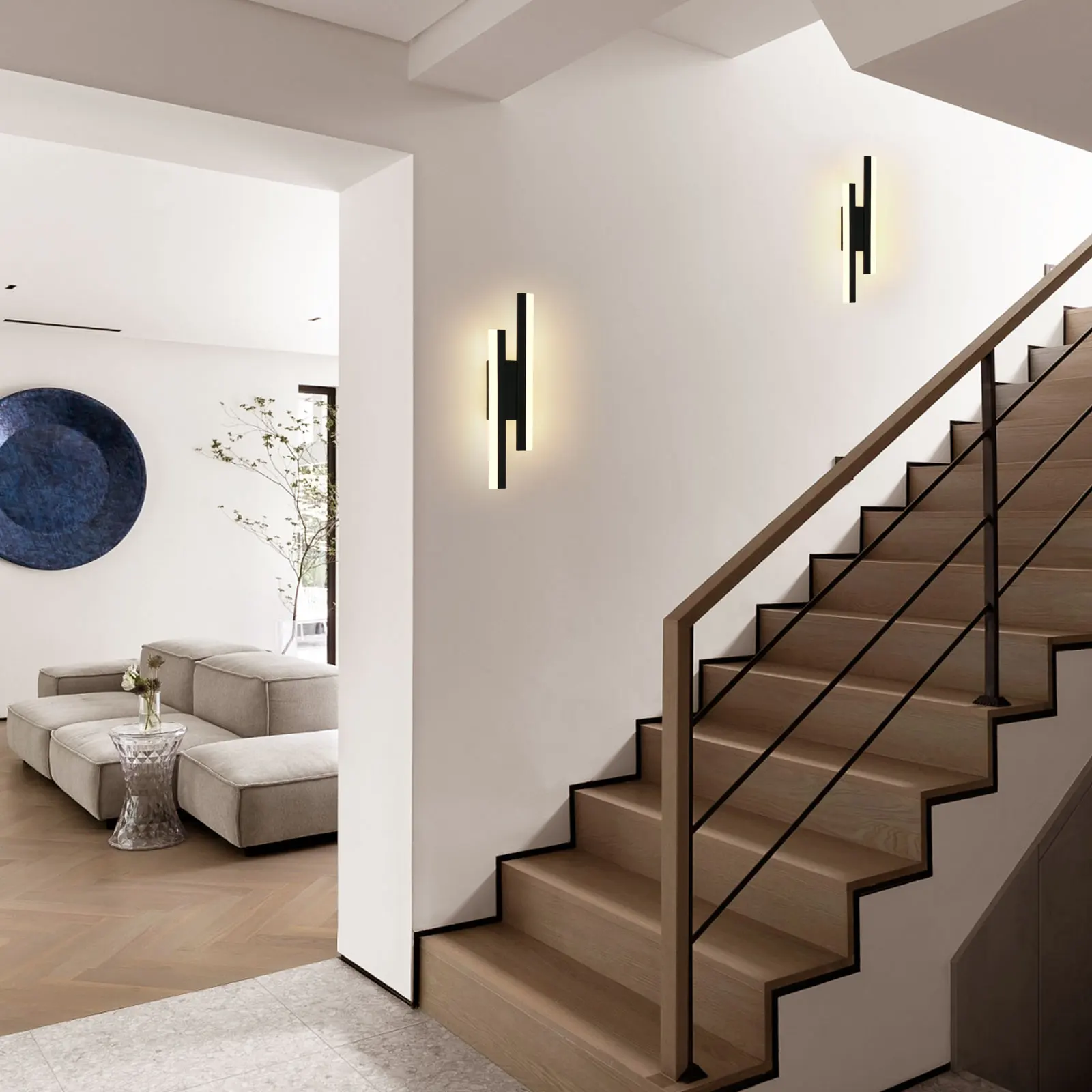 16W LED Wall Lights,Modern Black Long Wall Sconces Fixtures Acrylic for Living Room Hallway Balcony,Warm Light 3000K