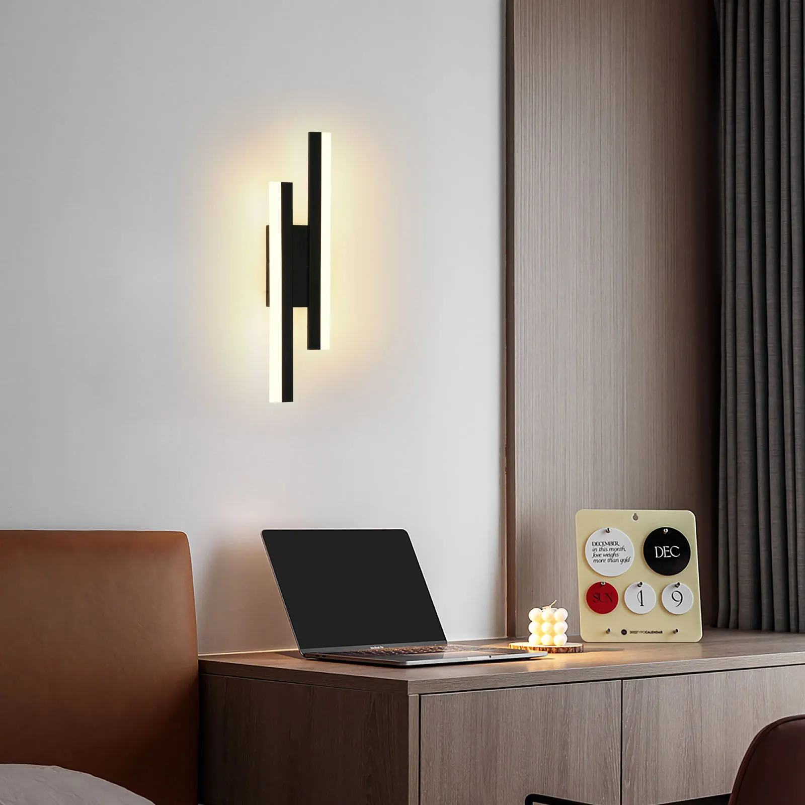 16W LED Wall Lights,Modern Black Long Wall Sconces Fixtures Acrylic for Living Room Hallway Balcony,Warm Light 3000K