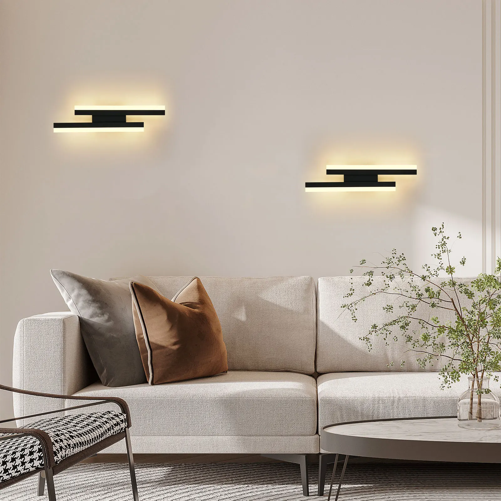 16W LED Wall Lights,Modern Black Long Wall Sconces Fixtures Acrylic for Living Room Hallway Balcony,Warm Light 3000K