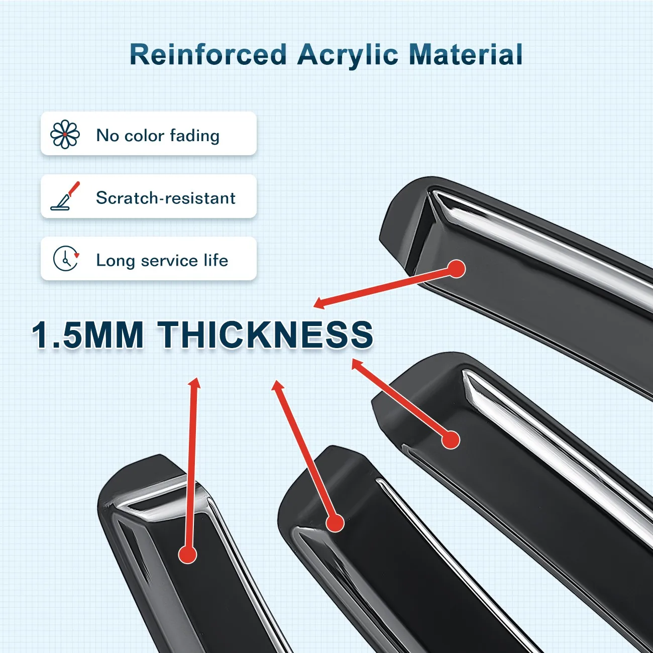For Jaguar XF X250 MK1 2007-2015 4 Door Saloon Wind Deflectors 4pc Tinted + Clip