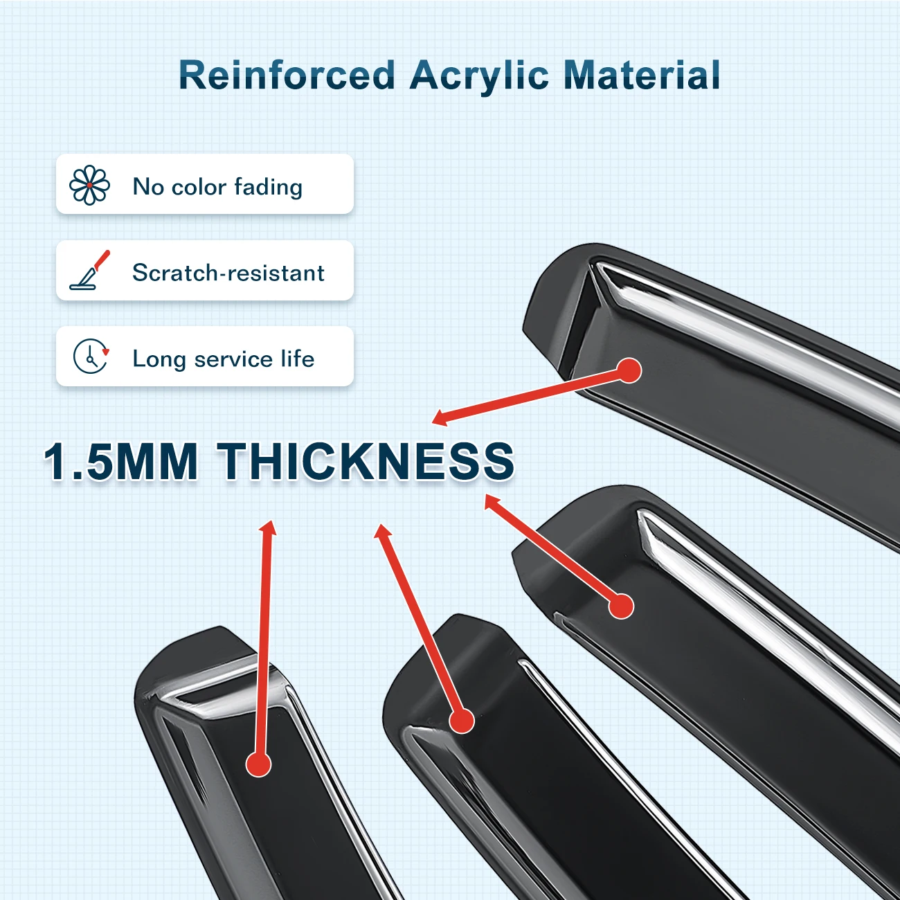 For Jaguar XF X250 MK1 2007-2015 4 Door Saloon Wind Deflectors 4pc Tinted + Clip