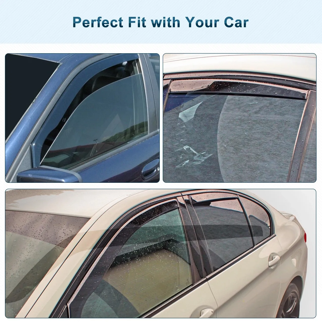 For Jaguar XF X250 MK1 2007-2015 4 Door Saloon Wind Deflectors 4pc Tinted + Clip