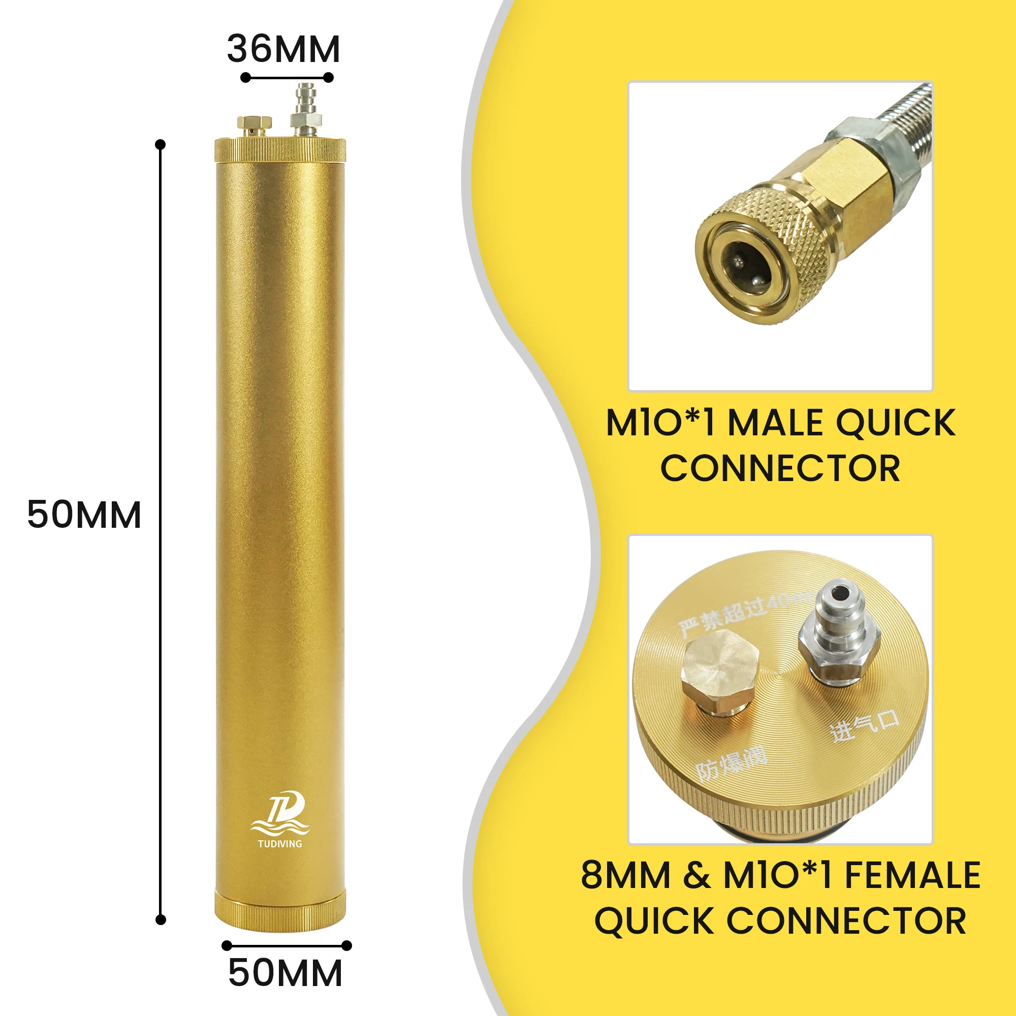 TUDIVING-Water Oil Separator Molecular Sieve Diving Separator with Explosion-Proof Valve,Air Compressor Diving Tank Filter