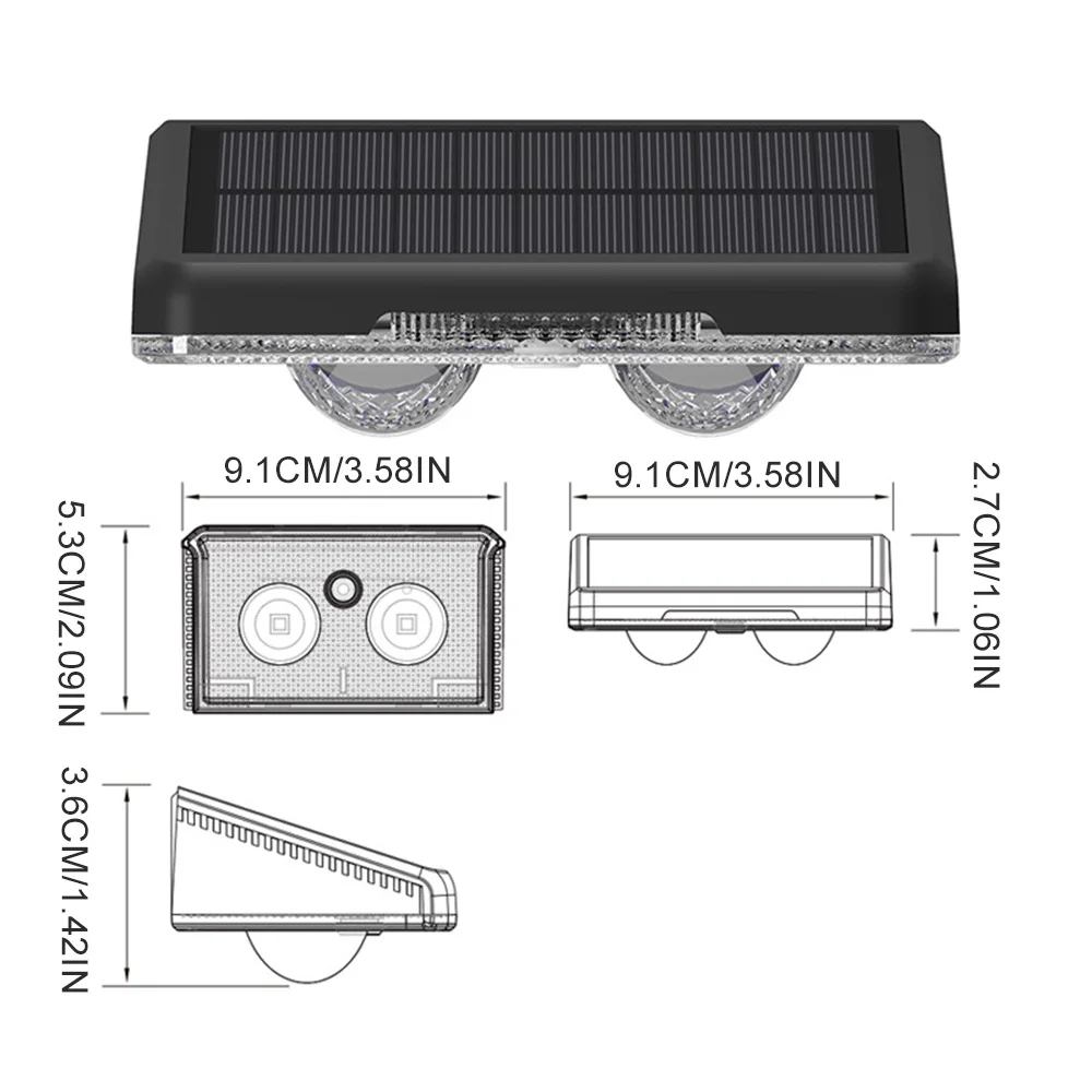 RGB Solar Wall Lamp Outdoor LED Solar Lighting Fence Lights RGB & 3 Colors Auto ON/Off Wall Lights for Garden Courtyard Decor