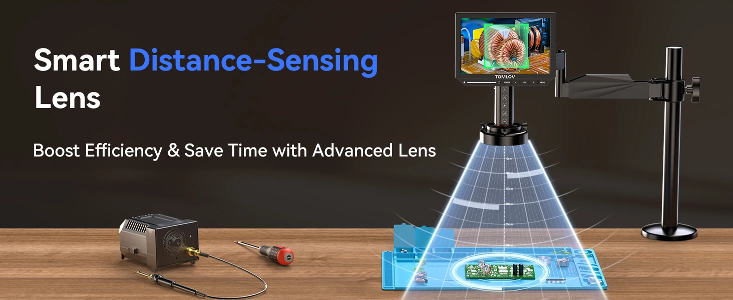 TOMLOV 4K Digital Microscope Autofocus 2000X 8" TM4K-AF Flex Arm HDMI Electronics Soldering Microscope for Mobile Phone Repair