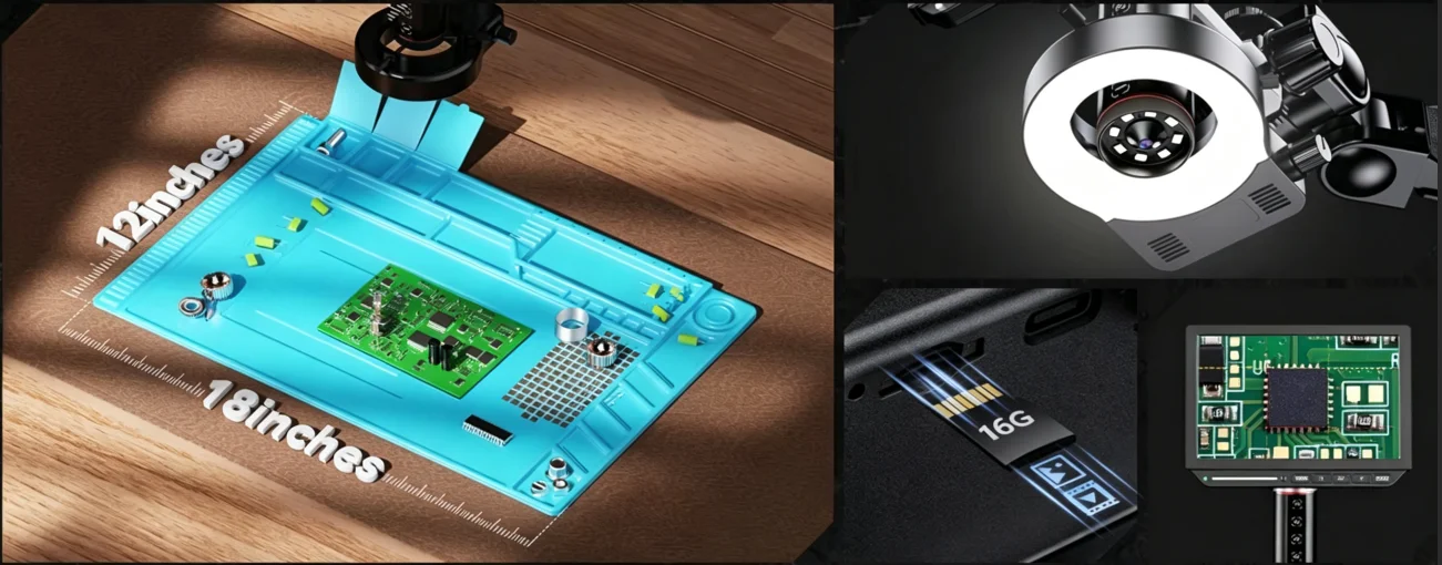 TOMLOV 4K Digital Microscope Autofocus 2000X 8" TM4K-AF Flex Arm HDMI Electronics Soldering Microscope for Mobile Phone Repair