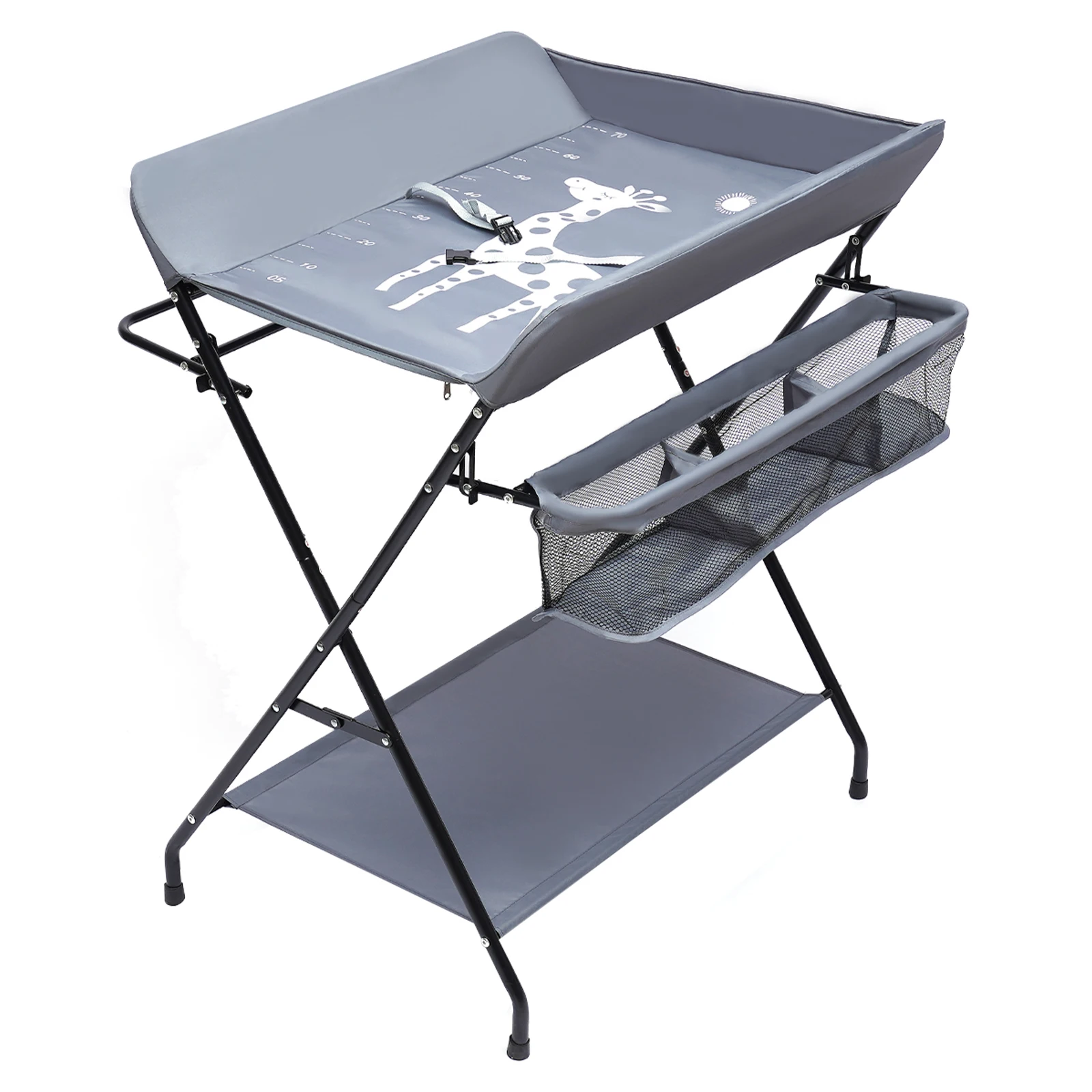 Foldable Baby Changing Table with Storage Portable Diaper Station Nursery Organizer 55 lbs Capacity for Infants 0-12 Months