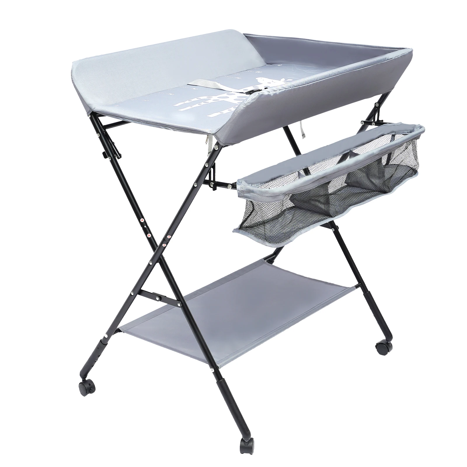 Foldable Baby Changing Table with Storage Portable Diaper Station Nursery Organizer 55 lbs Capacity for Infants 0-12 Months