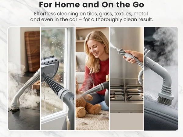 SUPERLEX Handheld Steam Cleaner 1050W 12-In-1 Multi Purpose Portable Steam Cleaning Machine, 350ML Tank High Temperature Chemical-Free Steamer with 12 Piece Accessories, For Kitchen Sofa Carpet Window Home & Car Deep Cleaning